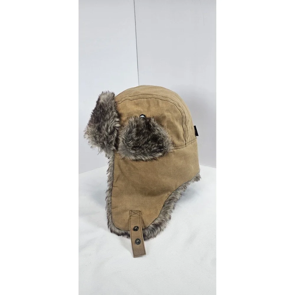 Ozark Trail Faux Fur‎ Trapper Hat Brown Canvas Winter Ear Flap Warm OS